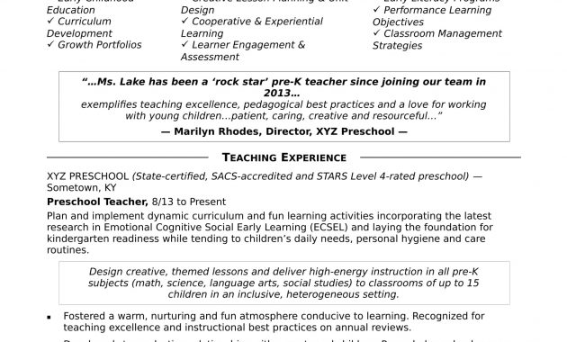 Preschool Teacher Resume Sample Monster intended for sizing 1700 X 2200