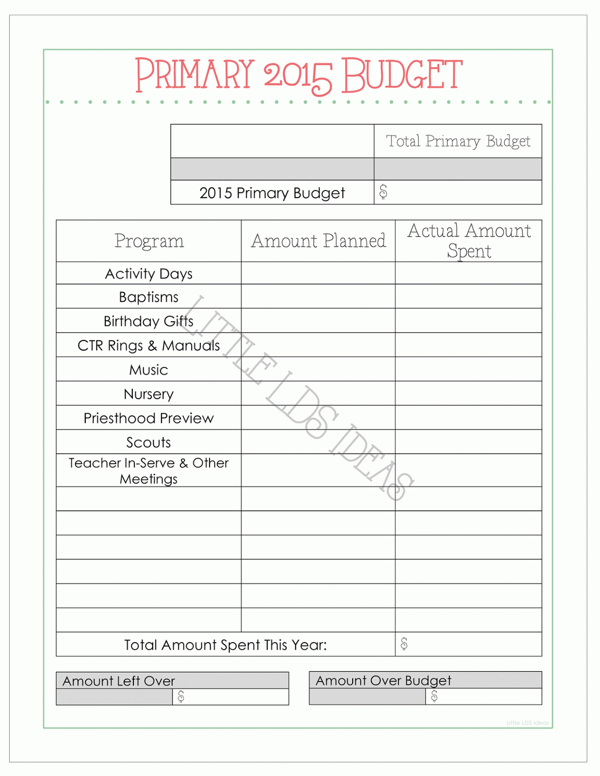 Primary 2015 Primary Presidency Planner Sheets Primary in sizing 1237 X 1600