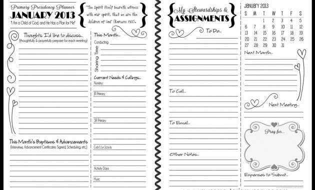 Primary Presidency Planner Primary Calendar Lds Primary intended for proportions 1200 X 800