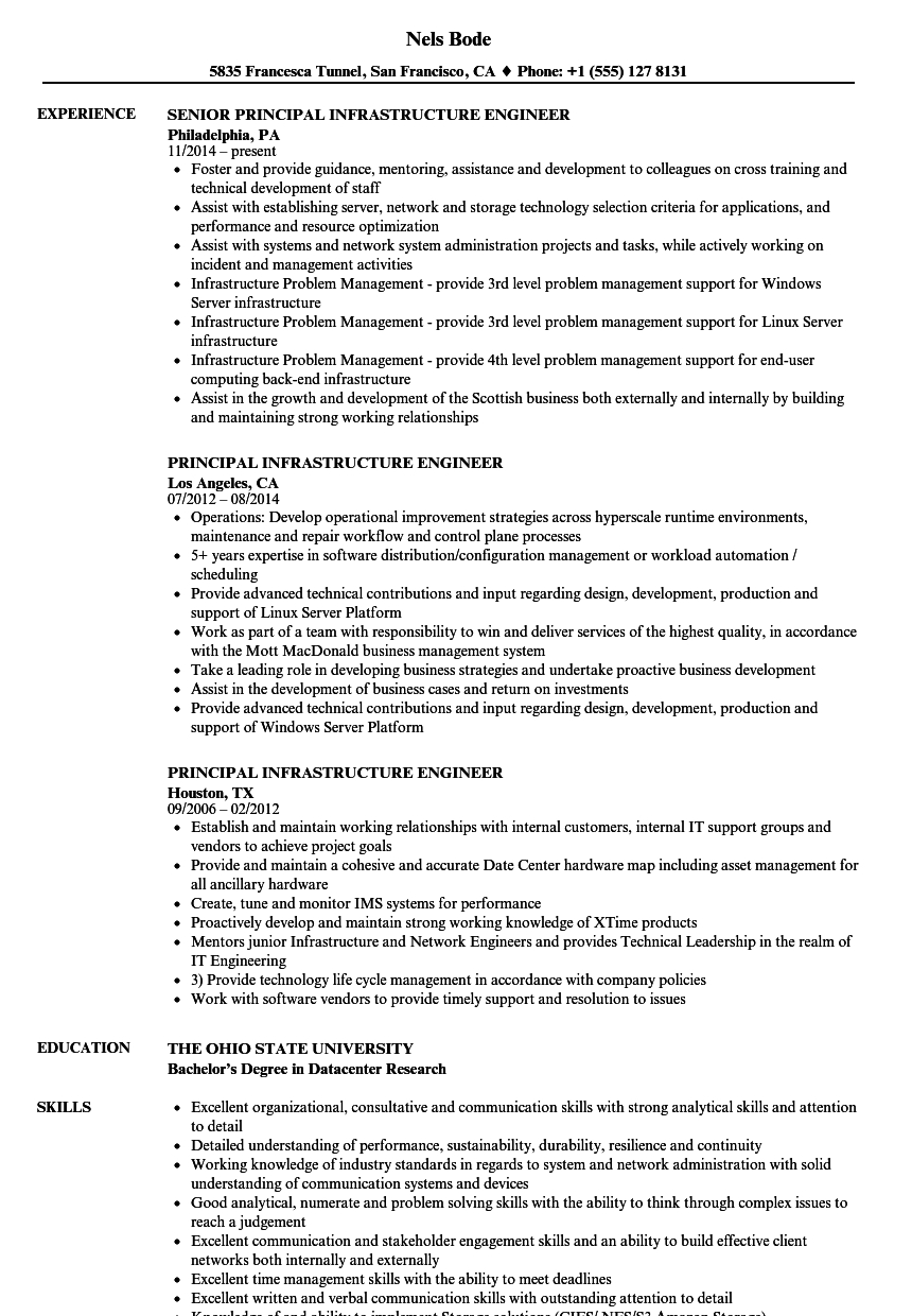 Principal Infrastructure Engineer Resume Samples Velvet Jobs with regard to sizing 860 X 1240