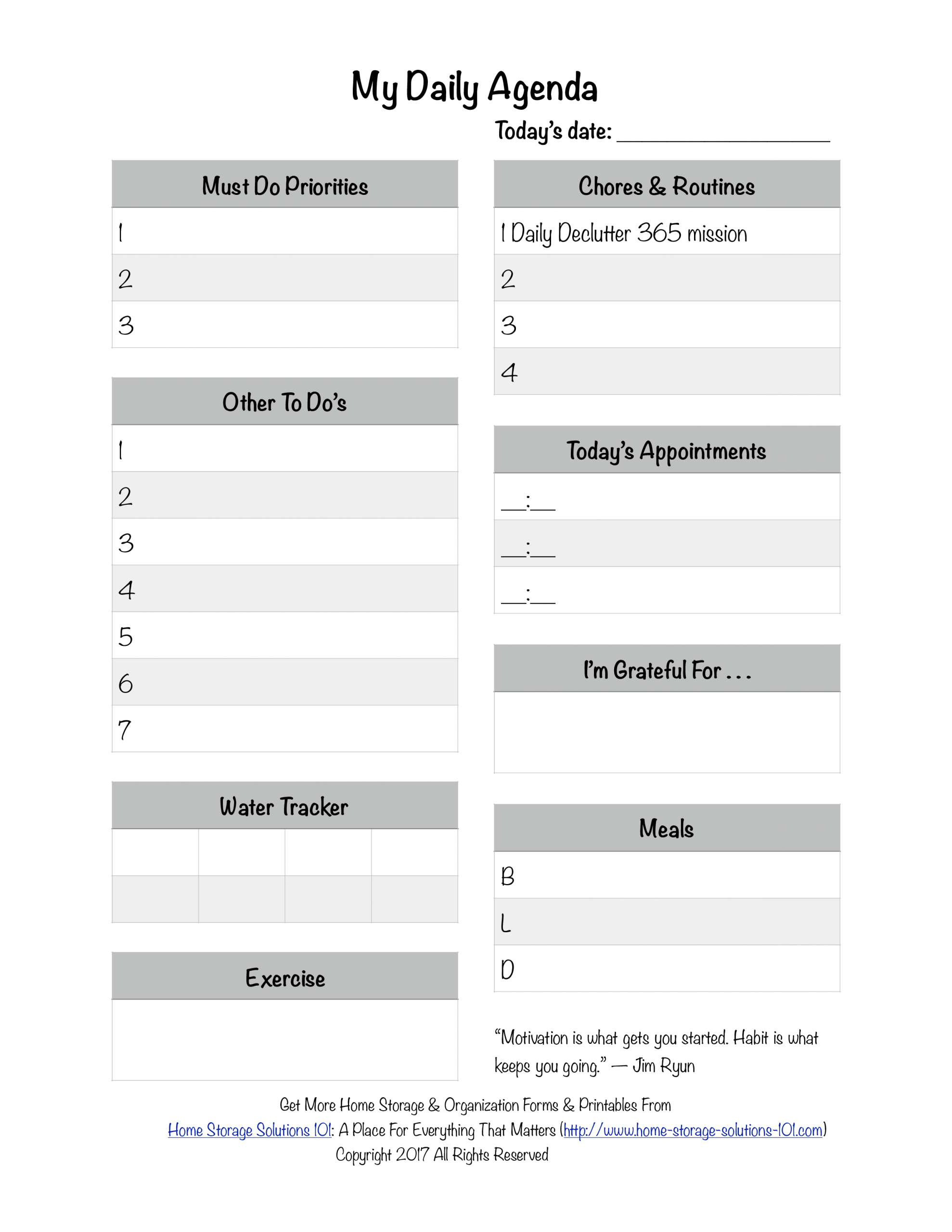 Printable Daily Agenda Templates At Allbusinesstemplates pertaining to proportions 2550 X 3300