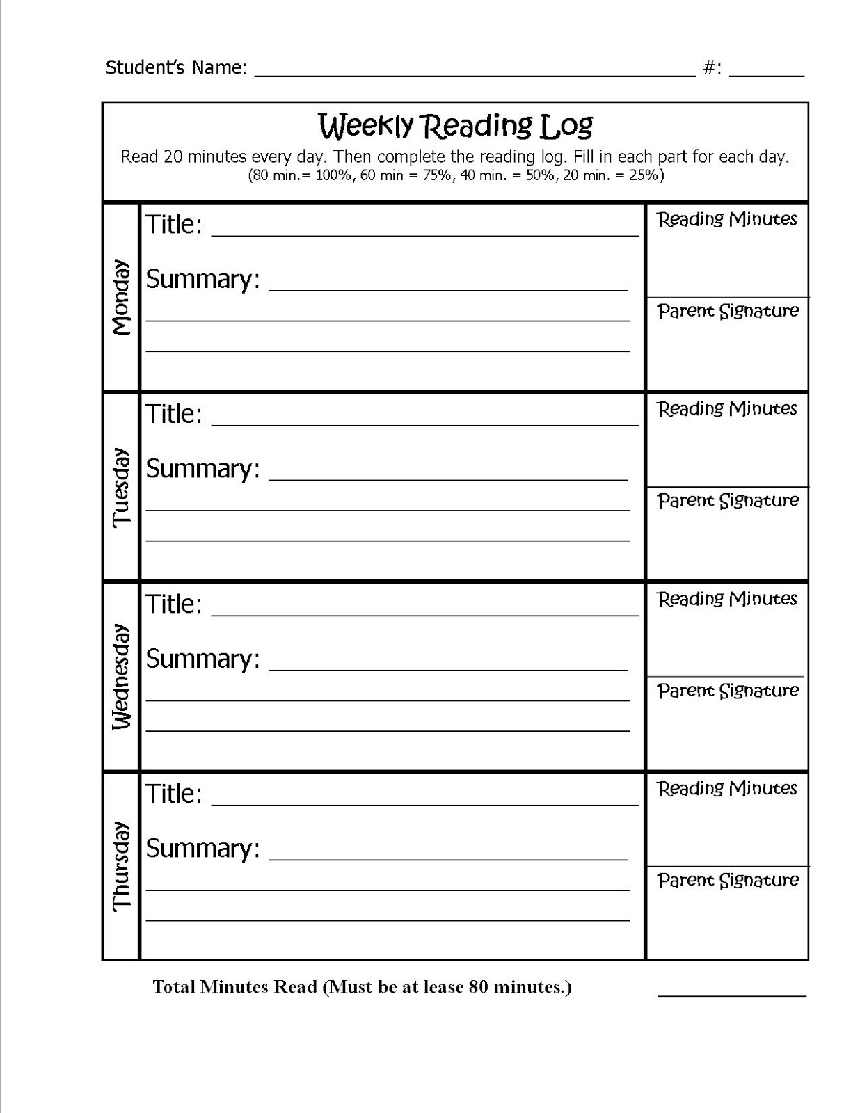 Printable Homework Logs Debandje pertaining to dimensions 1236 X 1600