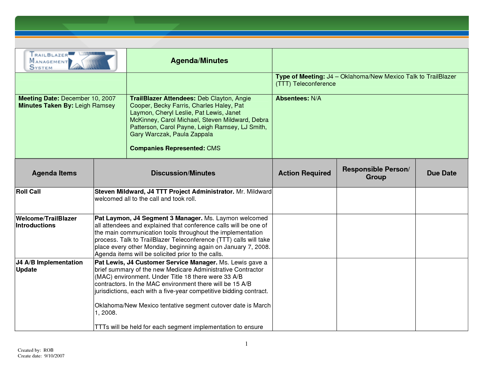 Template For Meeting Notes