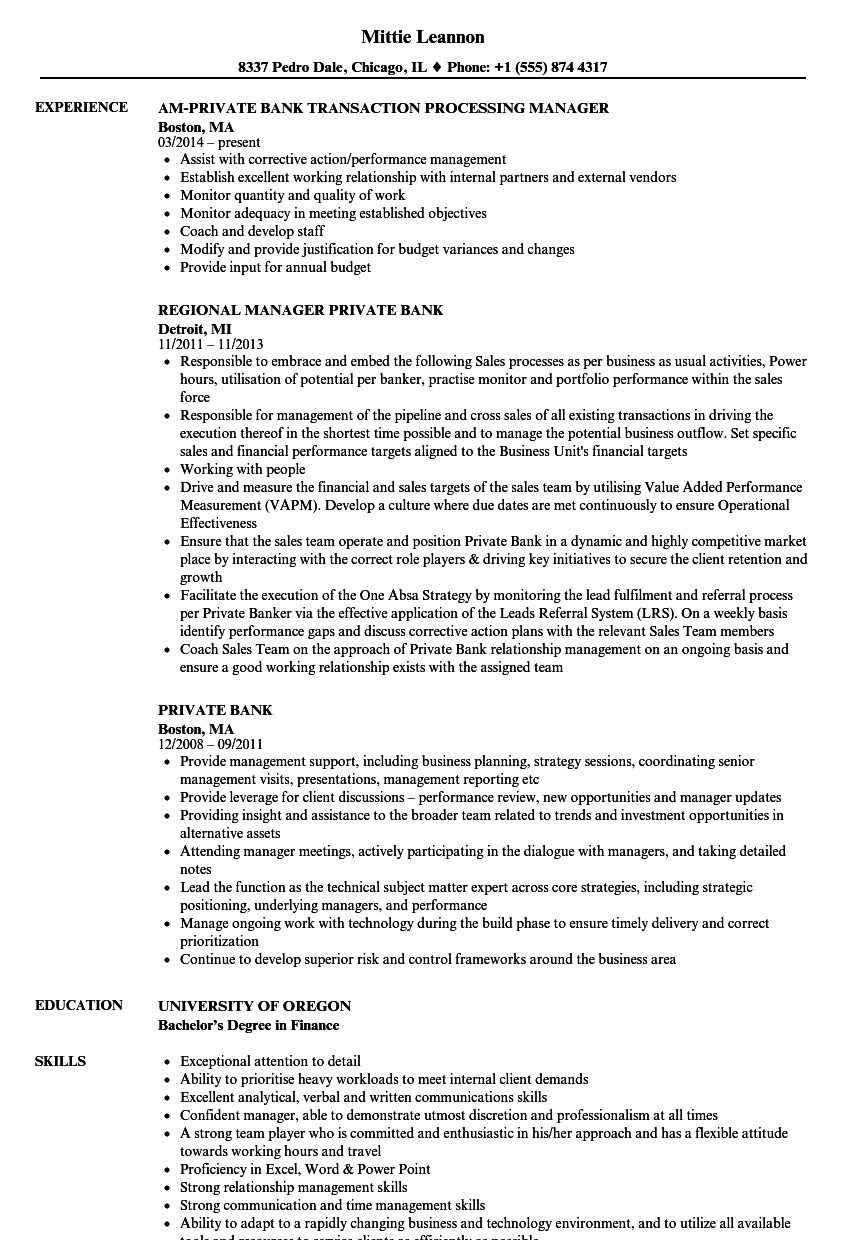 Private Bank Resume Samples Velvet Jobs intended for dimensions 860 X 1240