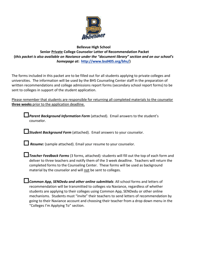 Private College Letter Of Recommendation Packet in measurements 791 X 1024