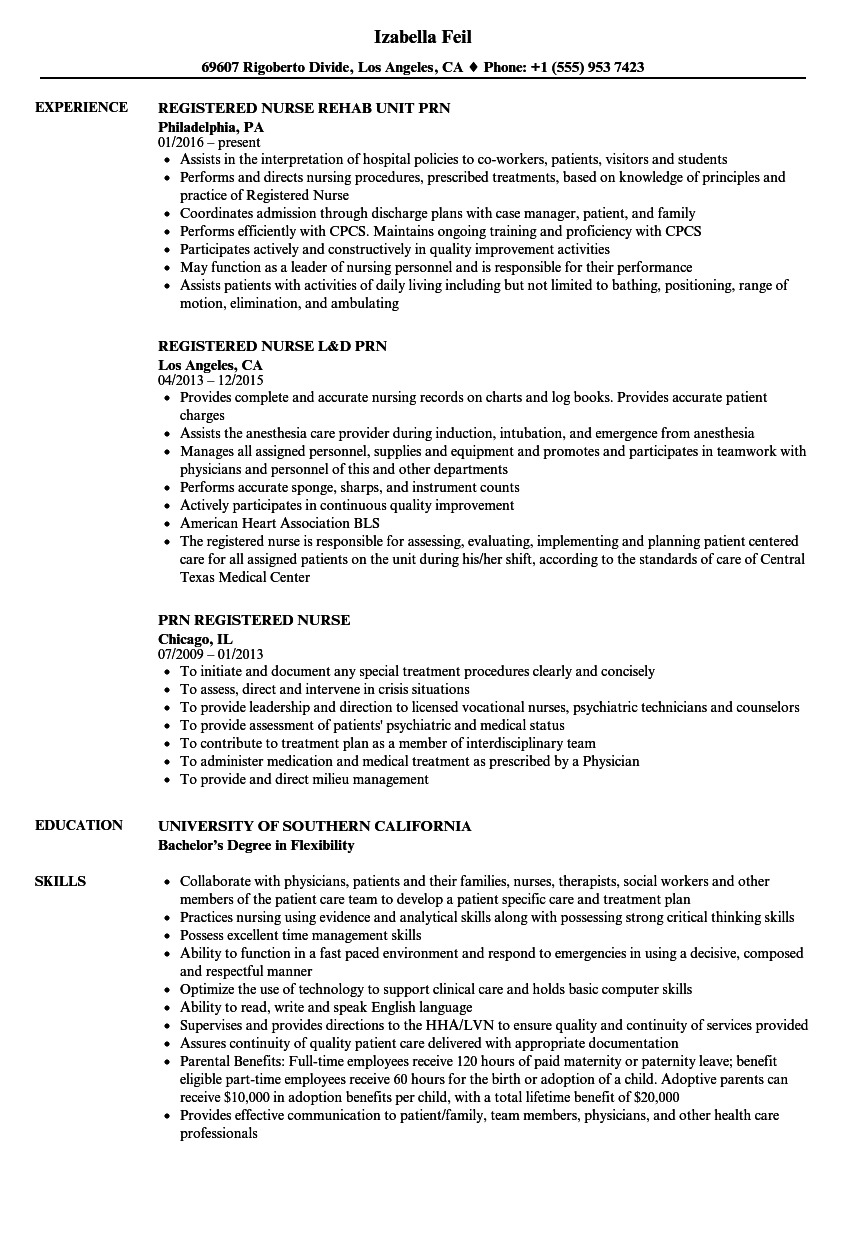 Prn Registered Nurse Resume Samples Velvet Jobs throughout sizing 860 X 1240