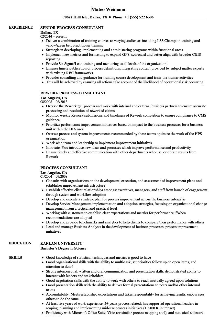 Process Consultant Resume Samples Velvet Jobs throughout proportions 860 X 1240