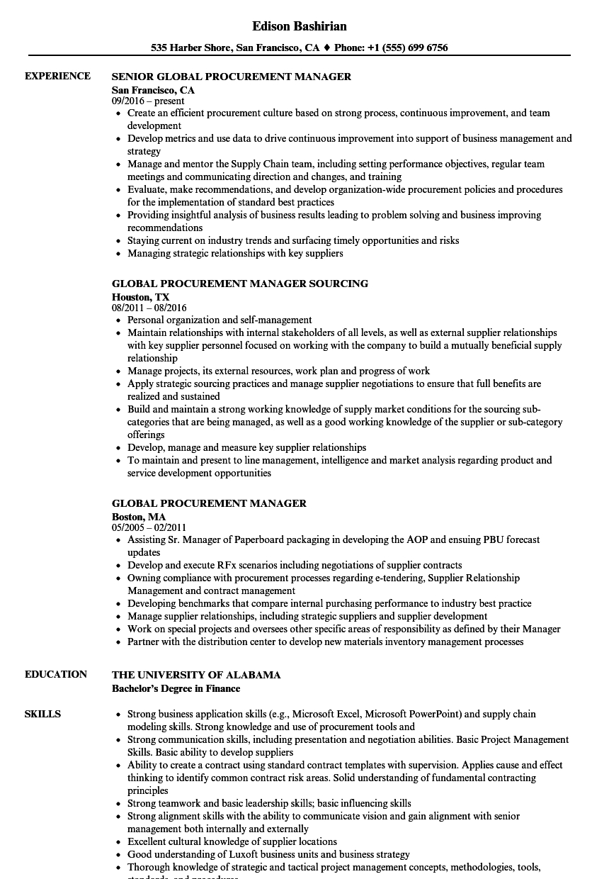 Procurement Manager Resume Sample Akali with regard to dimensions 860 X 1240