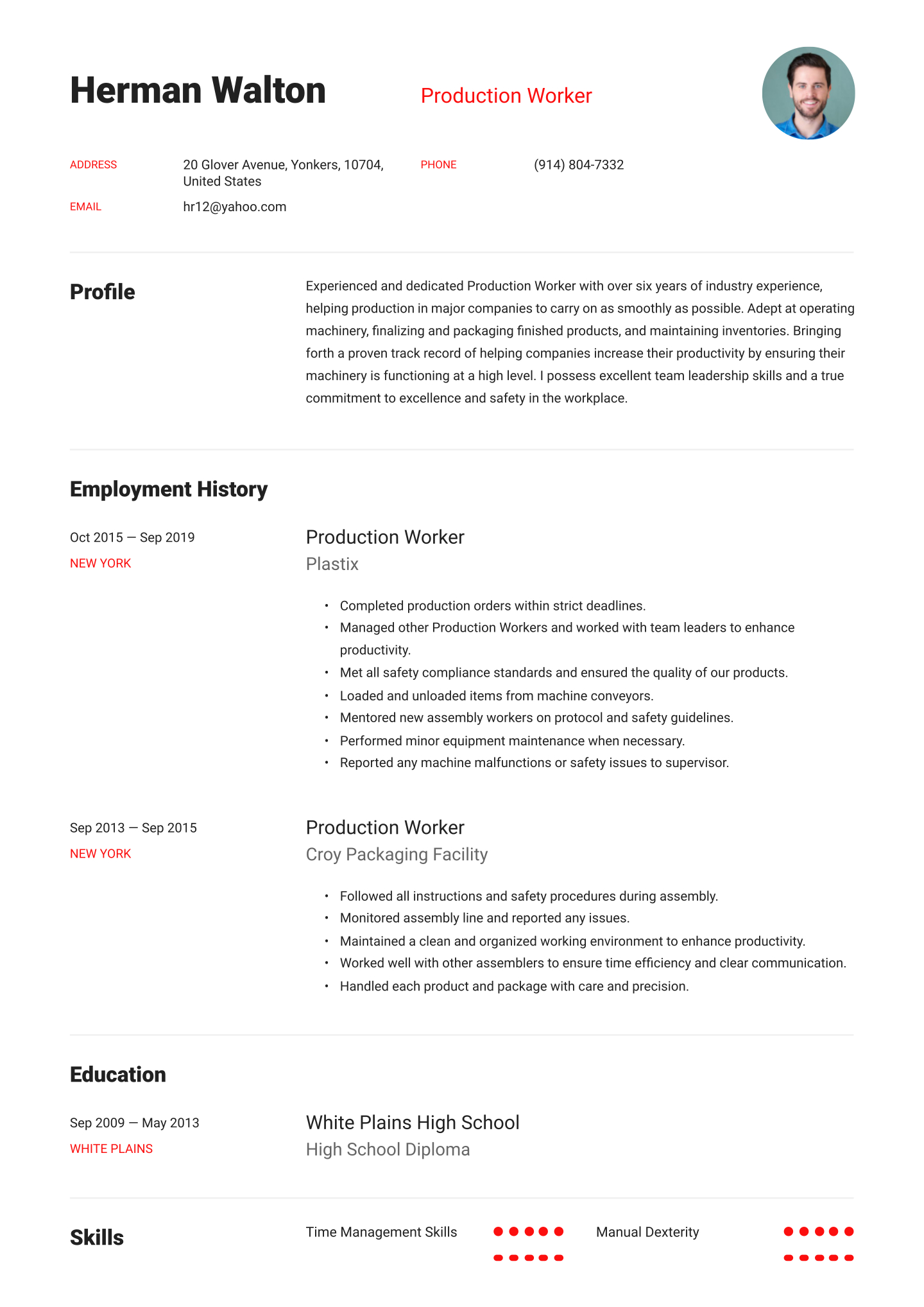 Production Worker Resume Examples Writing Tips 2020 Free regarding sizing 1440 X 2036