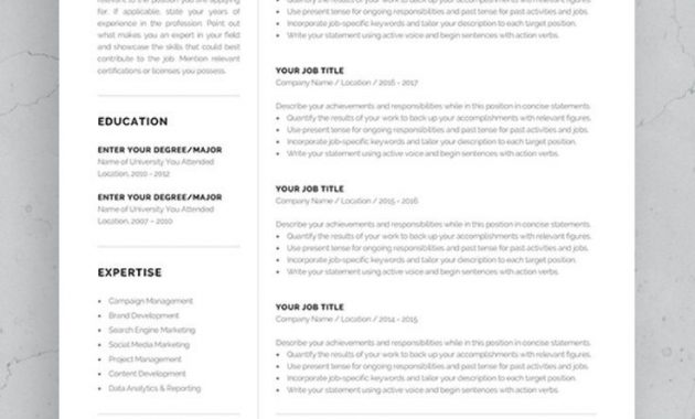 Professional 1 Page Resume Template Modern One Page Cv with proportions 736 X 1104