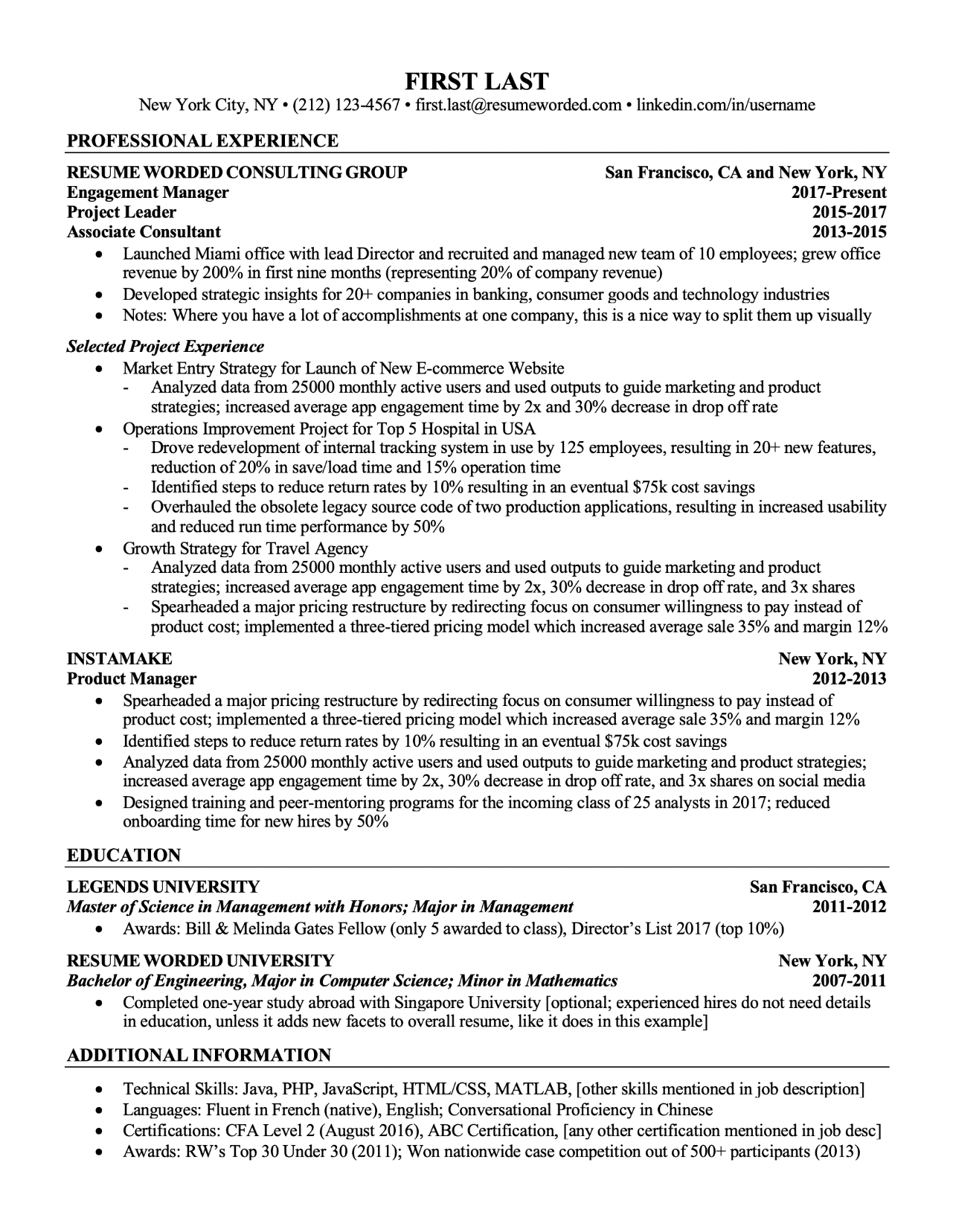 Professional Ats Resume Templates For Experienced Hires And for proportions 1281 X 1656