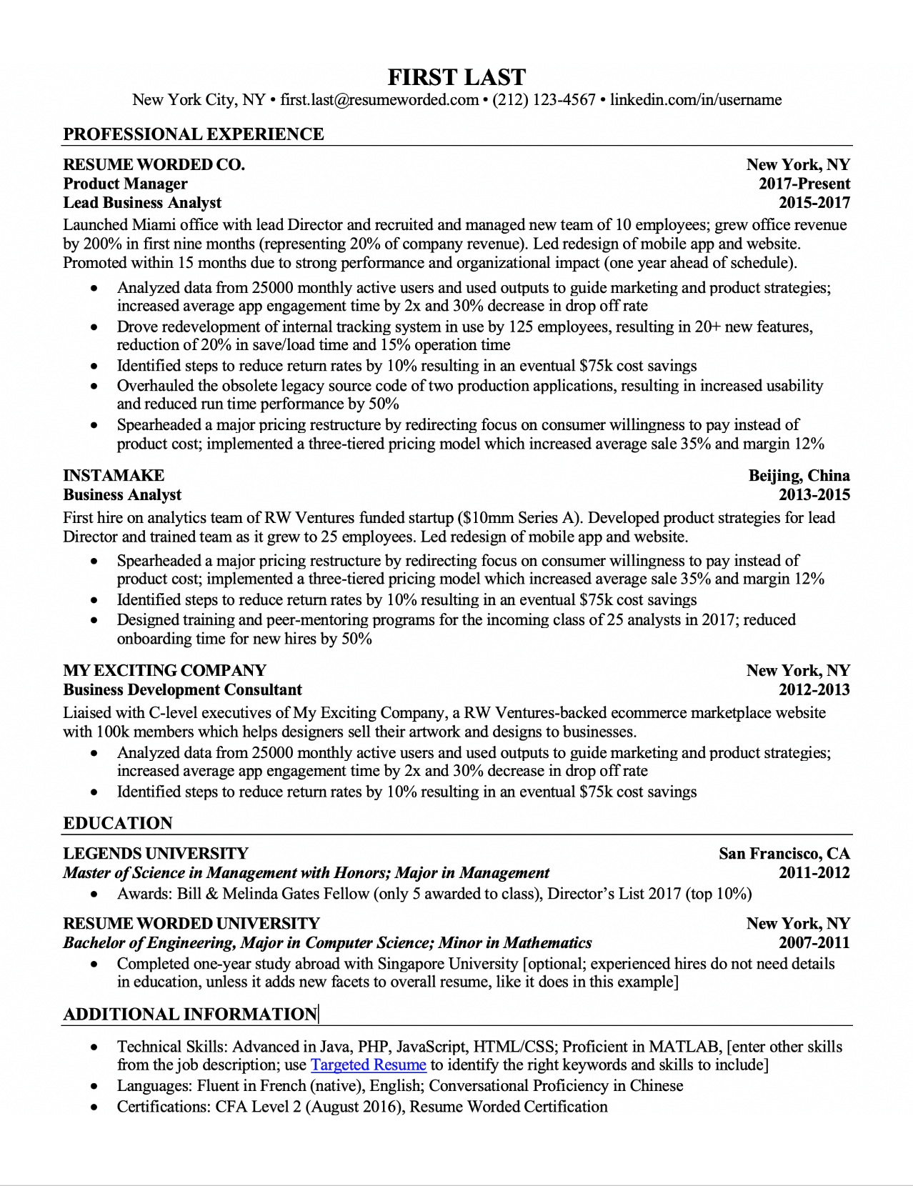 Professional Ats Resume Templates For Experienced Hires And pertaining to measurements 1275 X 1650