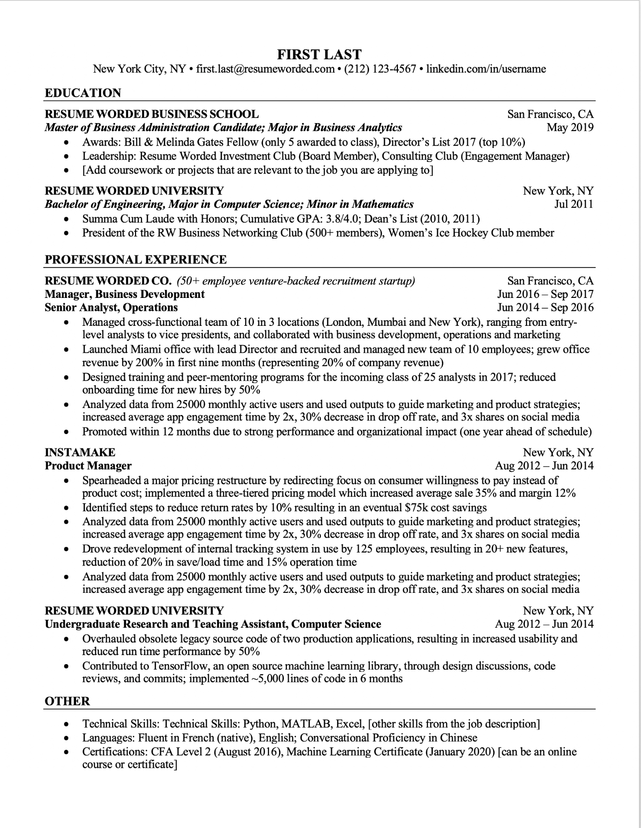 simple professional resume template free