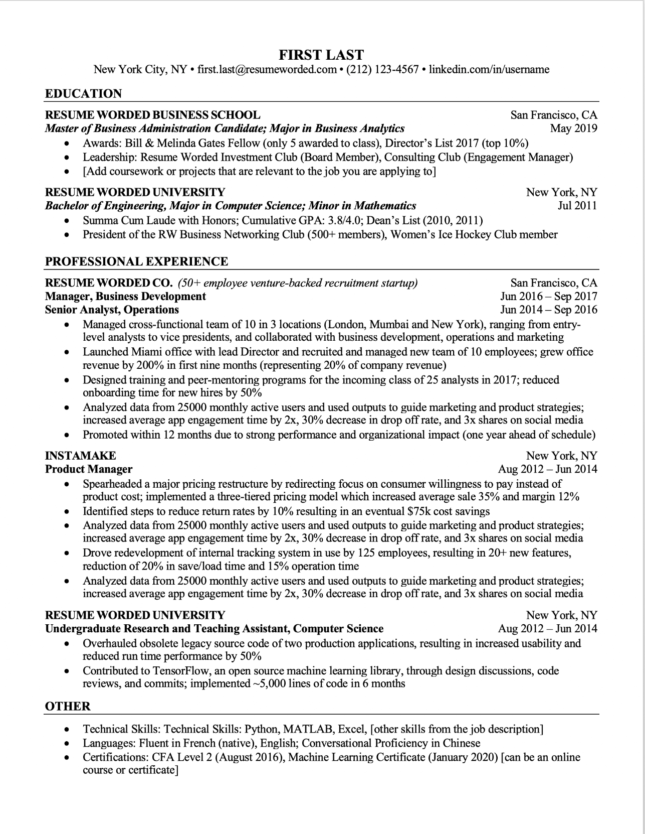 resume maker for fresh graduate