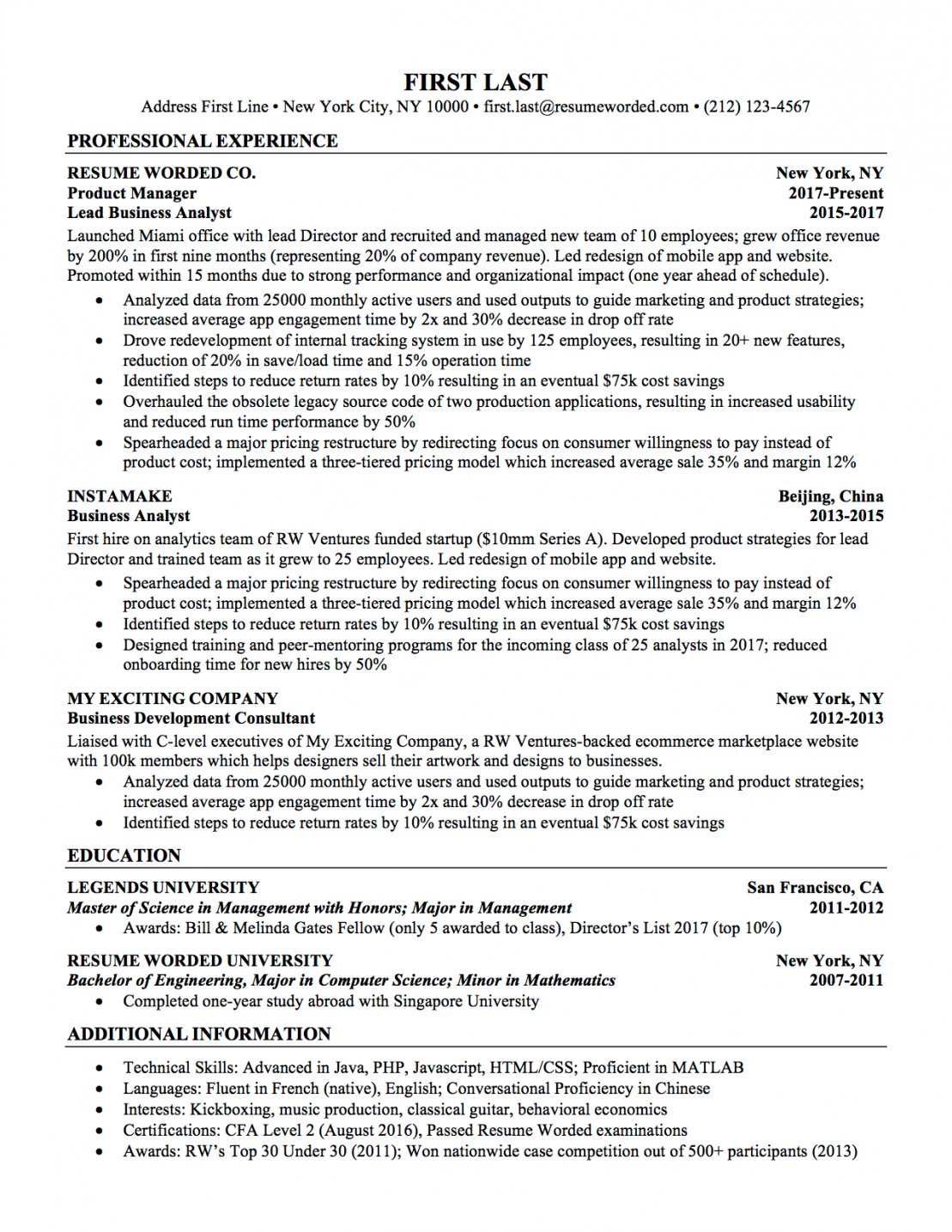 Professional Ats Resume Templates For Experienced Hires And throughout size 1109 X 1435