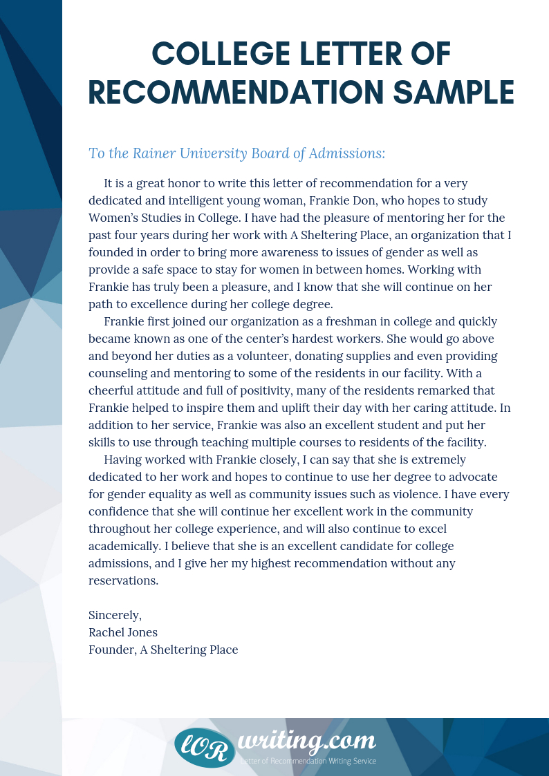 Professional College Recommendation Letter Template with measurements 794 X 1123