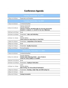 Professional Conference Agenda Templates At for sizing 816 X 1056