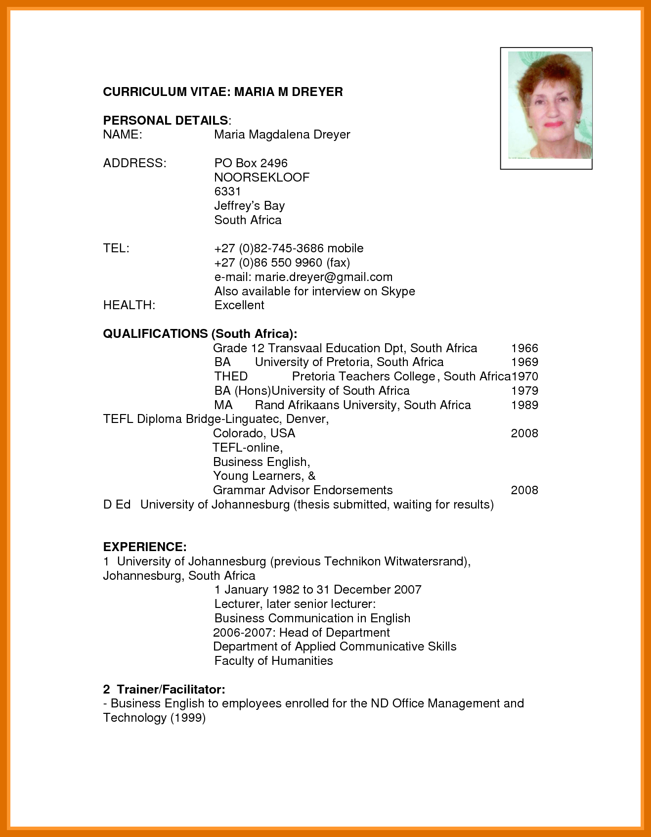 Professional Curriculum Vitae Examples Png Free with proportions 1317 X 1692