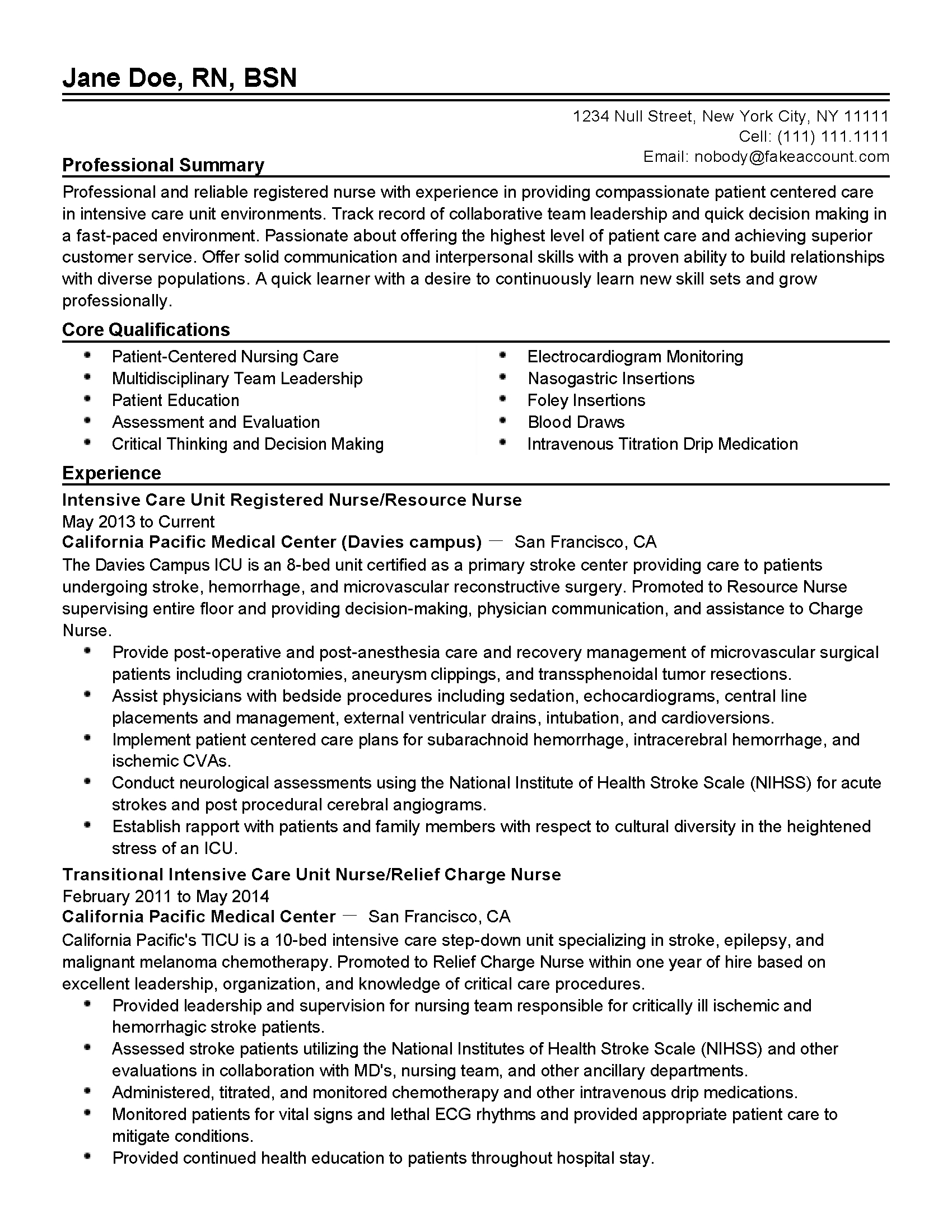 Professional Icu Registered Nurse Templates To Showcase Your in measurements 1700 X 2200