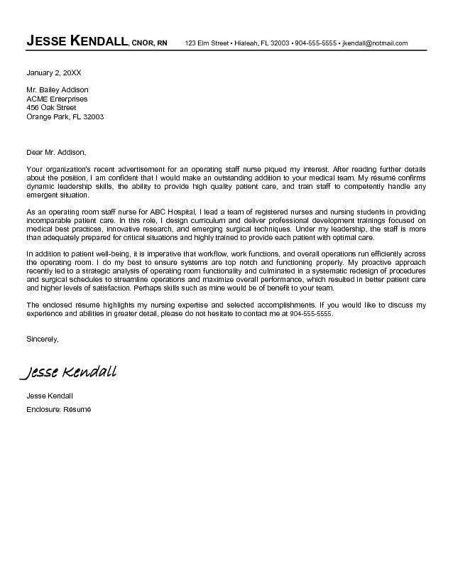 Professional Job Cover Letter Examples Nursing Enom inside proportions 638 X 825