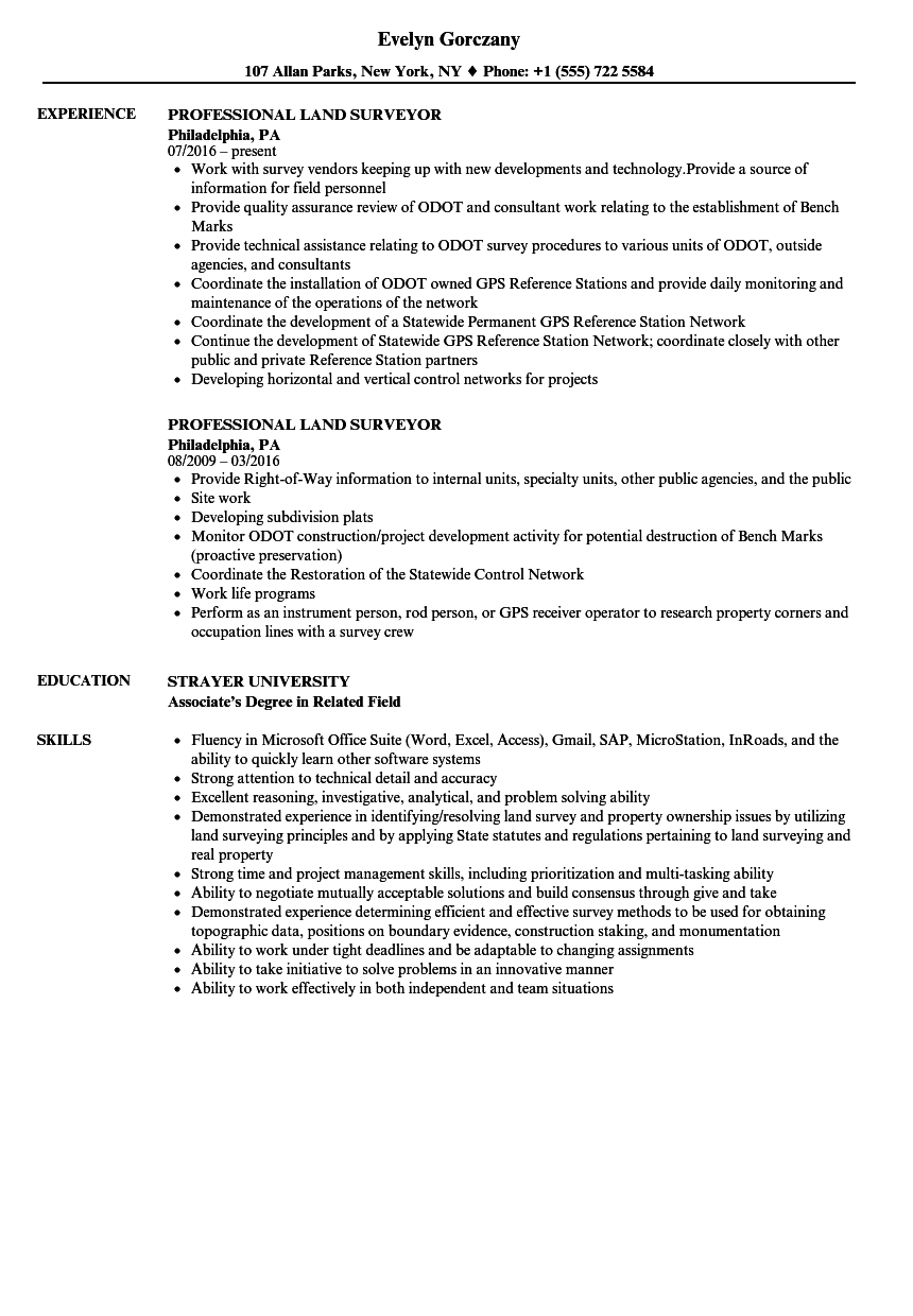 Professional Land Surveyor Resume Samples Velvet Jobs inside measurements 860 X 1240