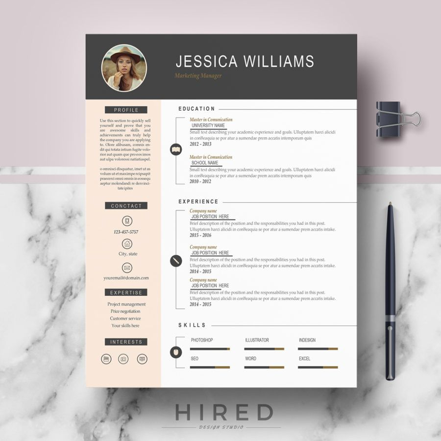 Professional Modern Resume Template For Ms Word Jessica pertaining to sizing 900 X 900