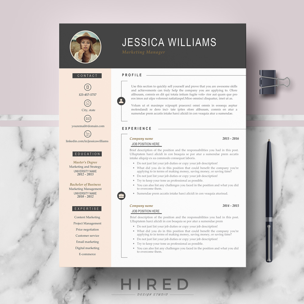 Professional Modern Resume Template Jessica On Behance for dimensions 1000 X 1000