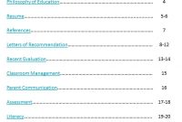 Professional Portfolio Table Of Contents Examples Table Of for measurements 816 X 1056