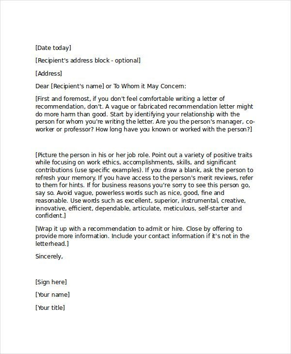 Professional Reference Letter Of Recommendation Debandje for proportions 600 X 730