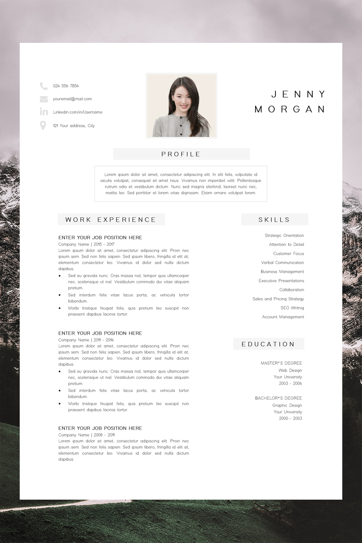 Professional Resume Design Cv Template Word Creative for sizing 735 X 1102