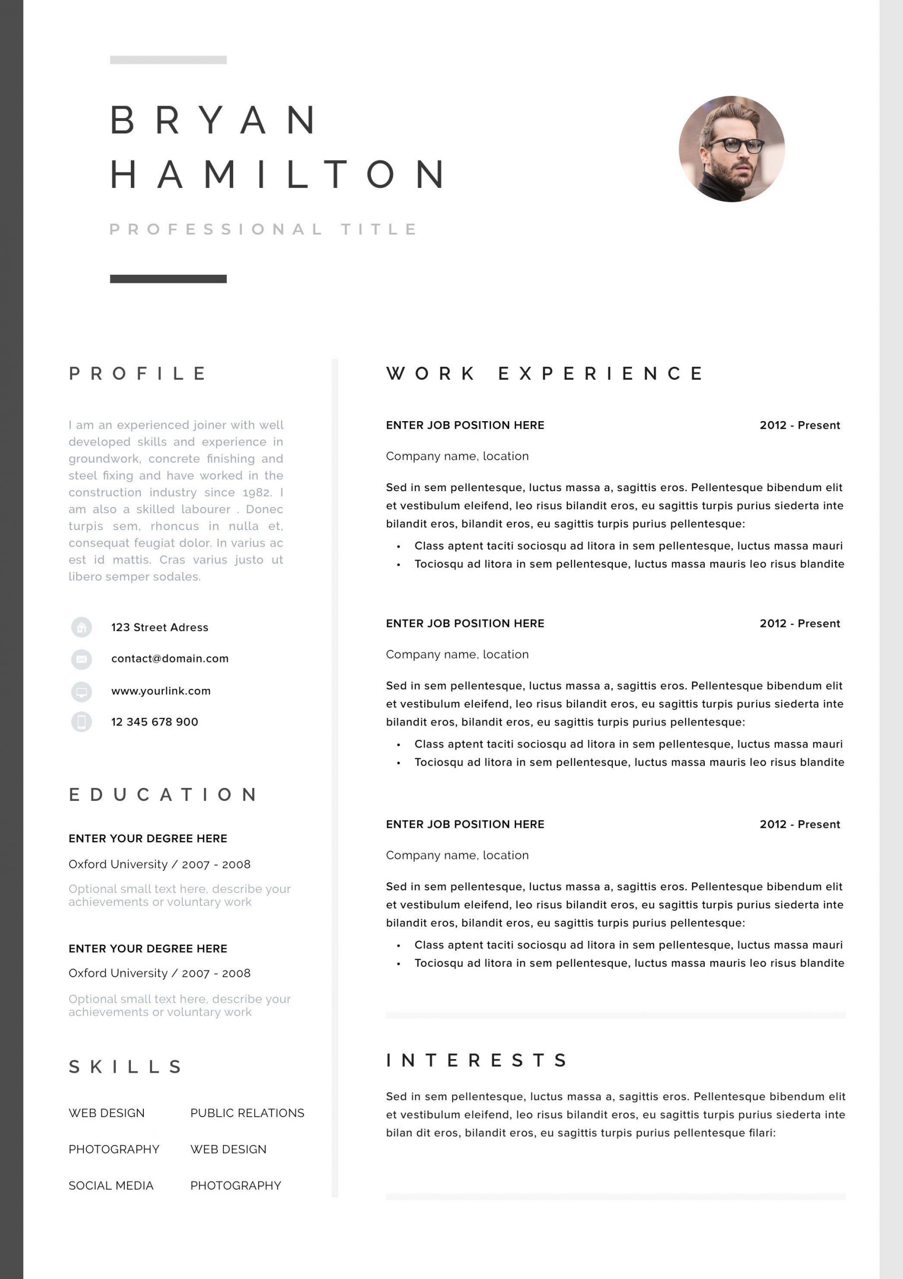 Professional Resume Template Clean Modern Resume Template throughout proportions 2091 X 2961