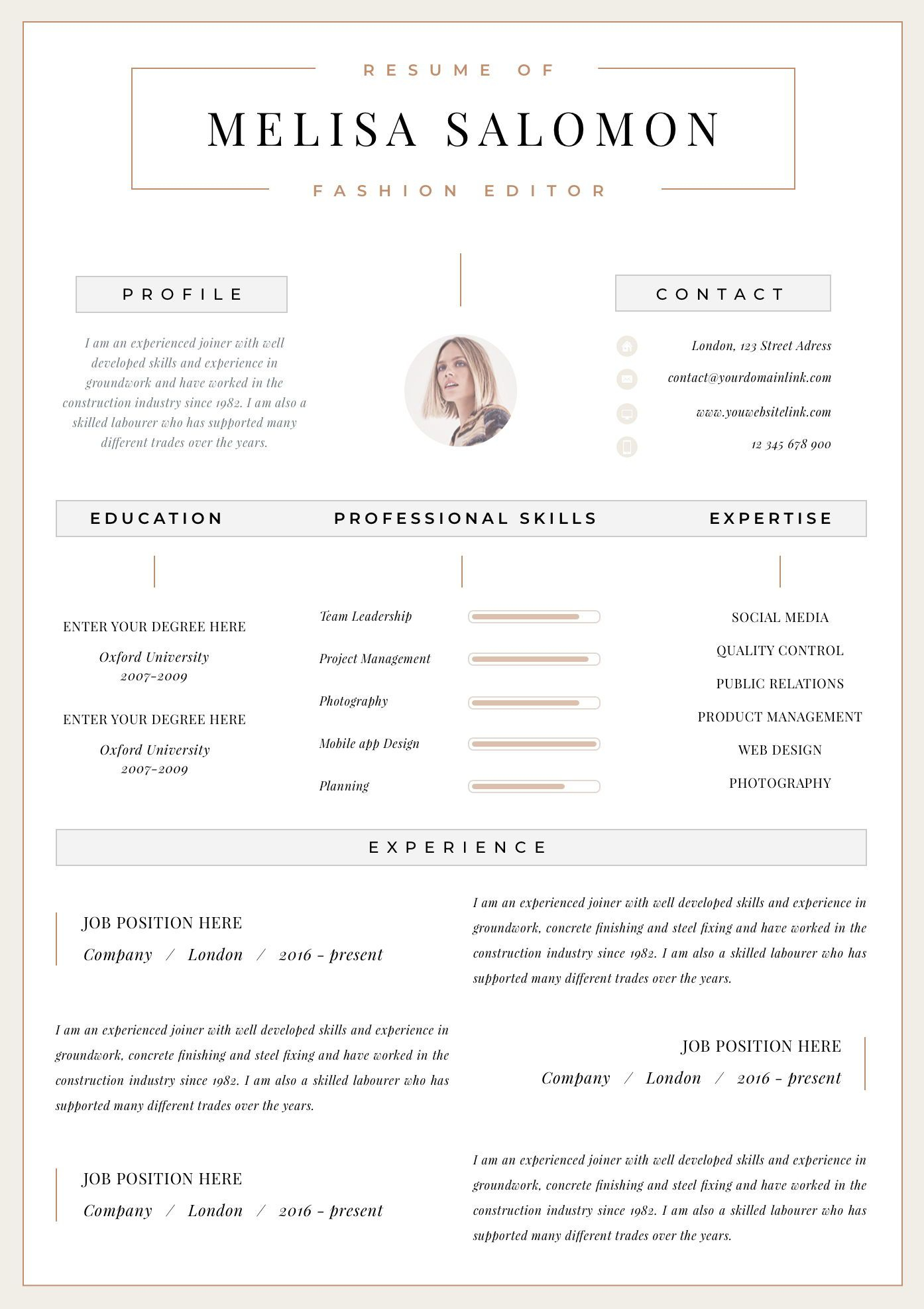 Professional Resume Template Clean Modern Resume Template with regard to size 1394 X 1974