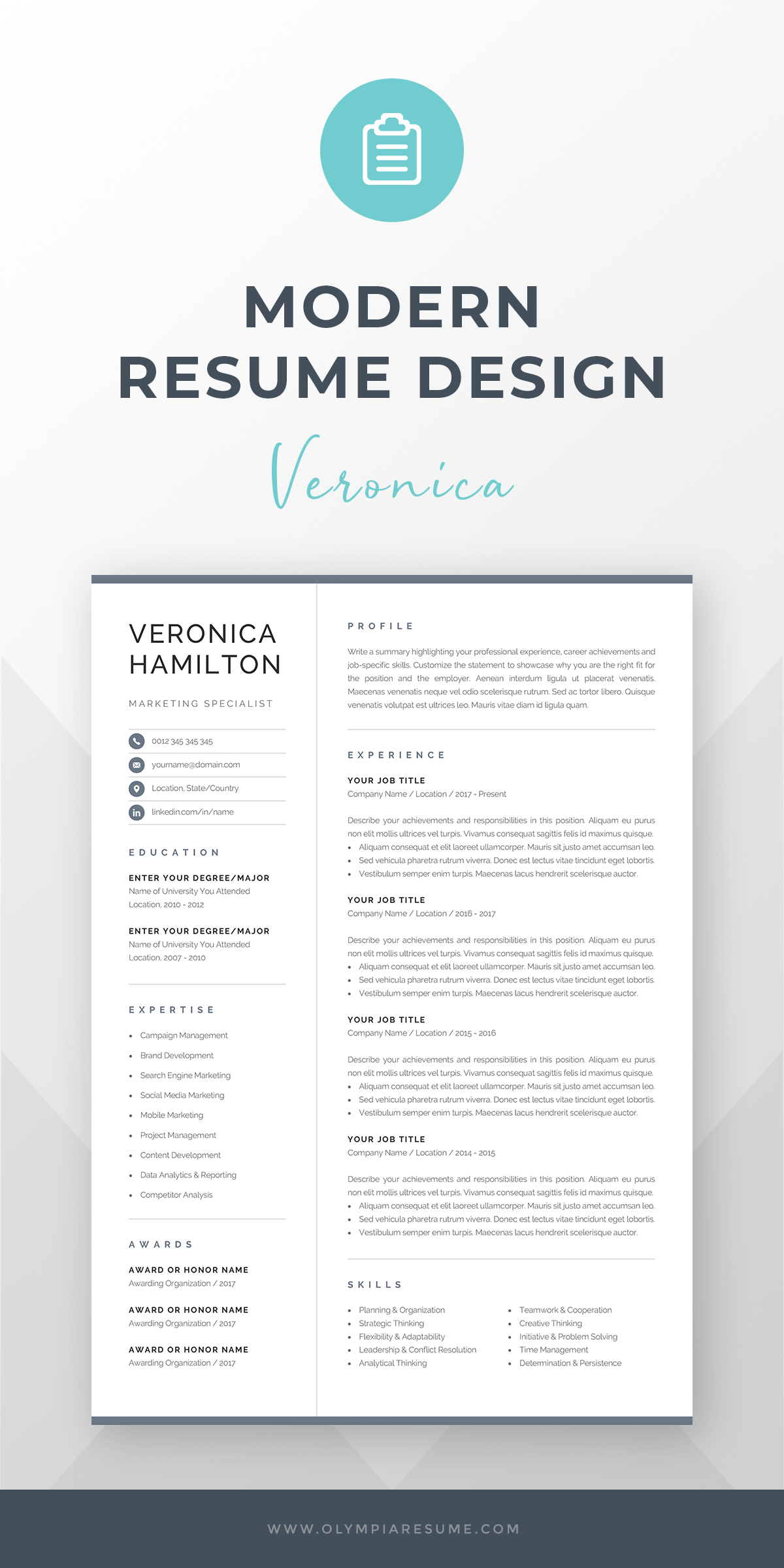 Professional Resume Template Compact 1 Page Resume throughout dimensions 1200 X 2400