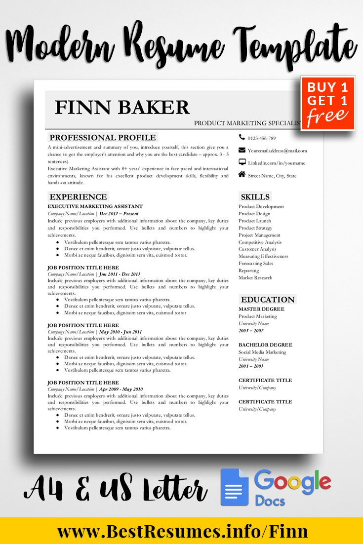 Professional Resume Template Finn Baker Teacher Resume intended for sizing 735 X 1102