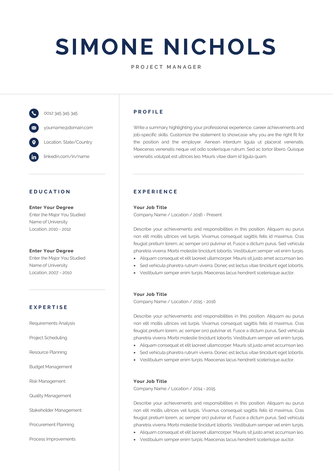 Professional Resume Template For Word Pages Executive with regard to sizing 1060 X 1500