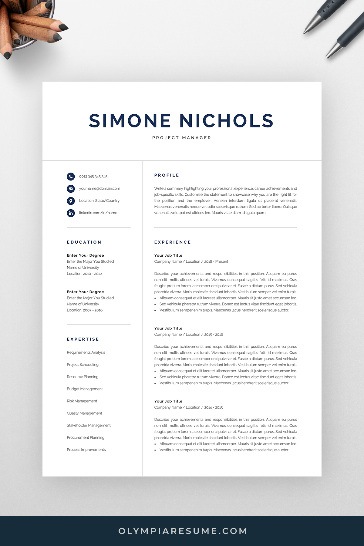Professional Resume Template For Word Pages Executive within sizing 1200 X 1800