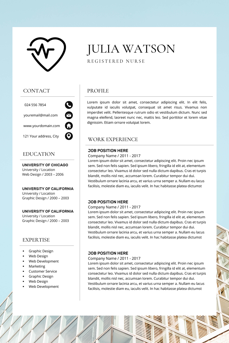 Professional Resume Template Nurse Cv Template Word intended for sizing 735 X 1102