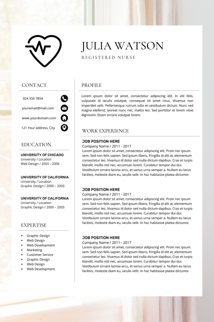 Professional Resume Template Nurse Cv Template Word with regard to size 735 X 1102