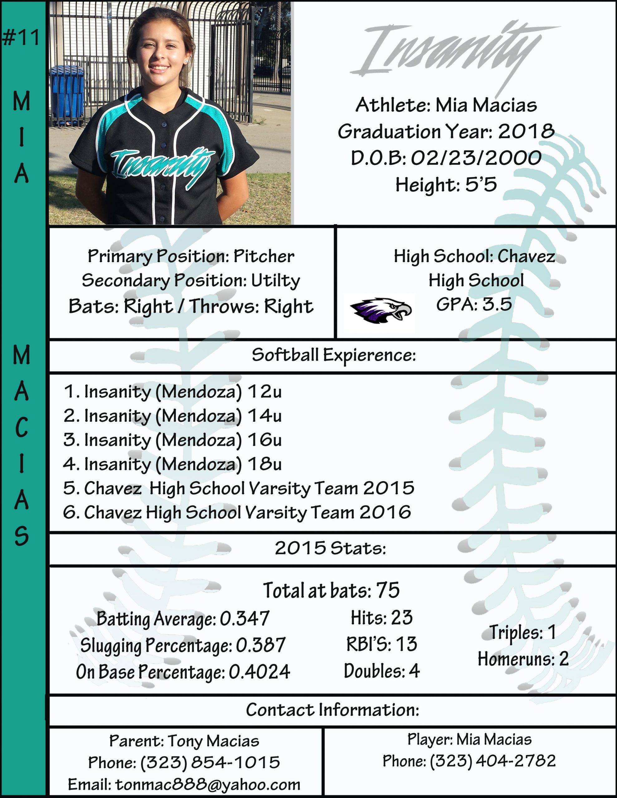 Profile Student Athlete Softball College Recruiting with regard to dimensions 2550 X 3300