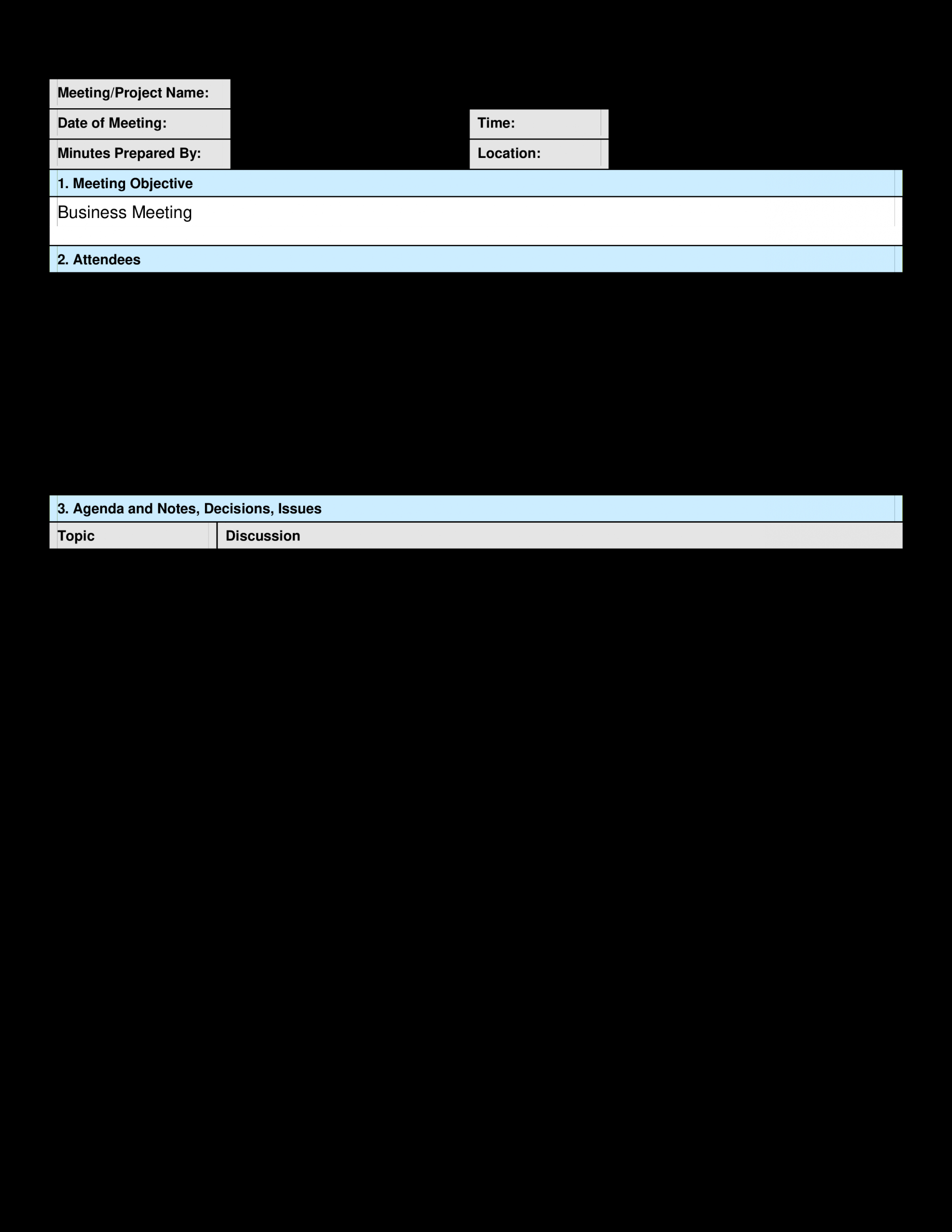 Project Management Meeting Minutes Template Enom throughout dimensions 2550 X 3300