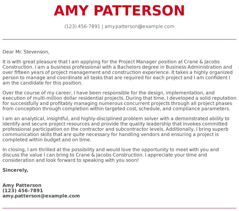 Project Manager Cover Letter Examples Samples Templates pertaining to proportions 1000 X 881