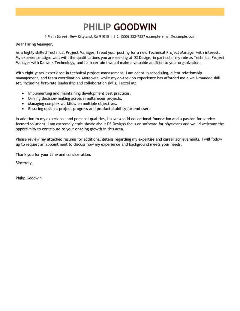 Project Manager Cover Letter Template Enom regarding proportions 800 X 1035