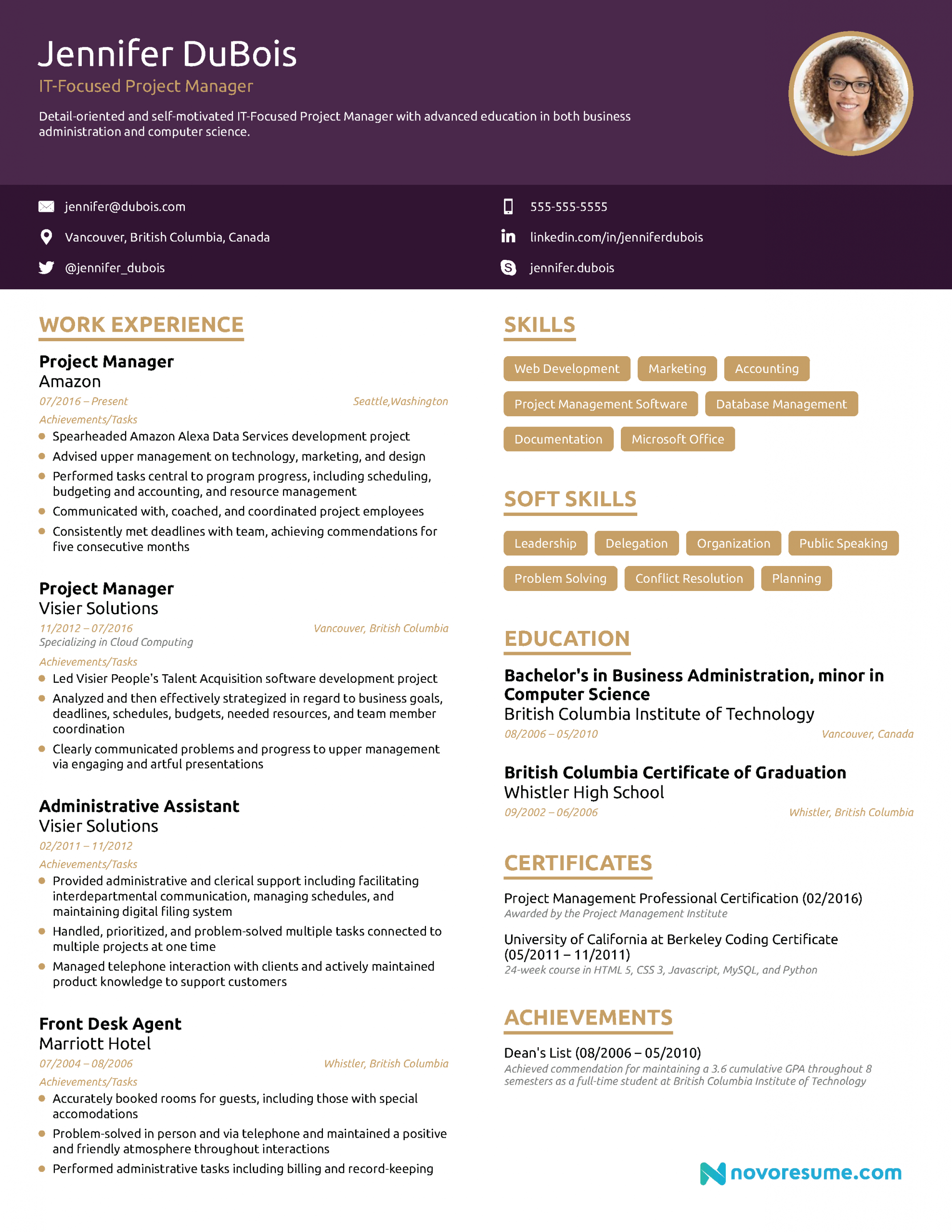 Project Manager Resume 2020 Example Full Guide throughout measurements 2550 X 3300