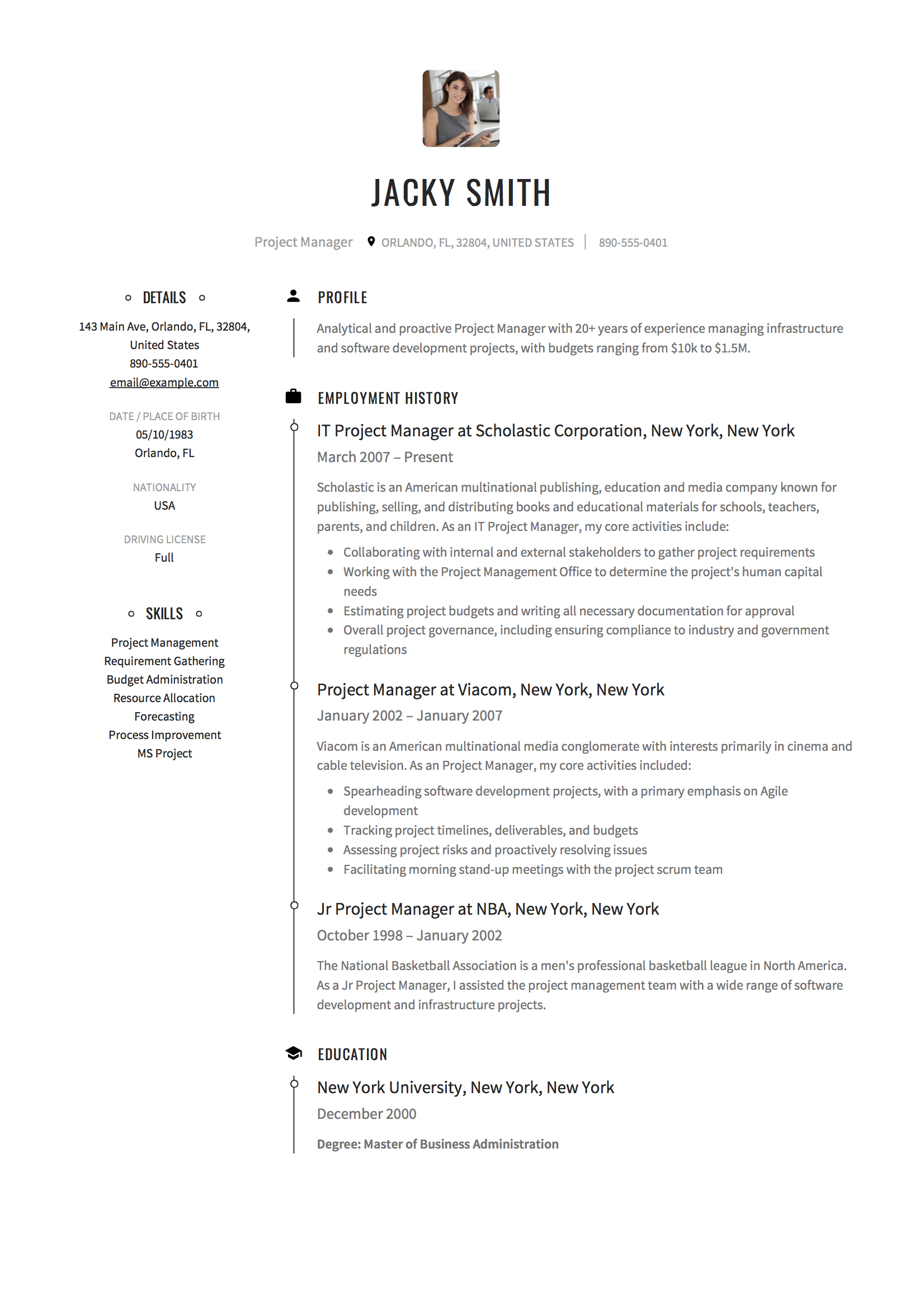 Project Manager Resume Guide 12 Examples Word Pdf 2020 with regard to sizing 1652 X 2338