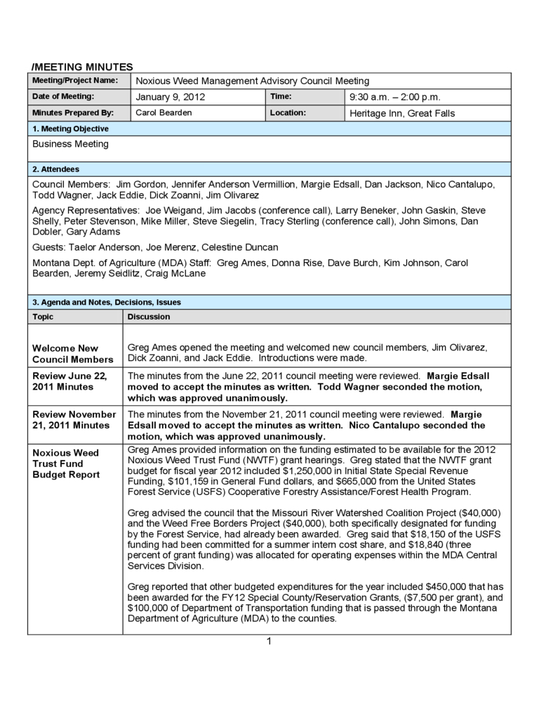 Project Meeting Minutes Template 9 Free Templates In Pdf inside measurements 768 X 1024