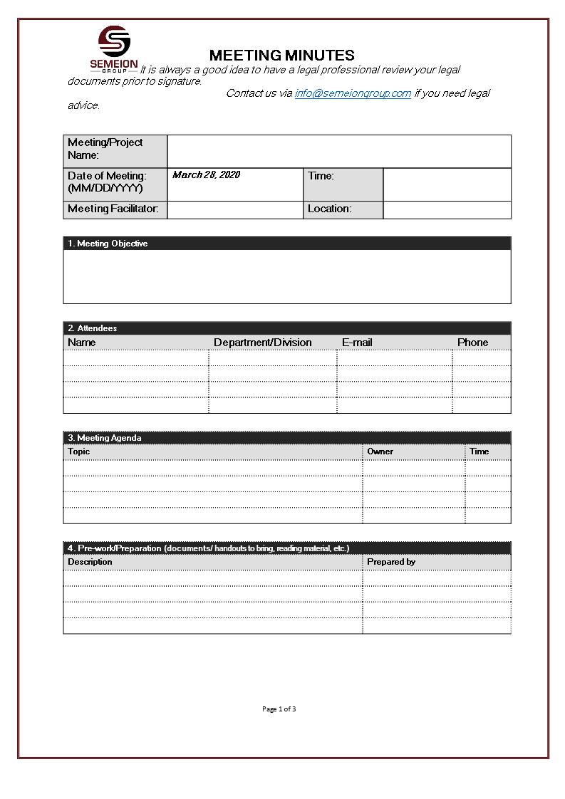 Project Meeting Minutes Templates At Allbusinesstemplates within size 793 X 1122