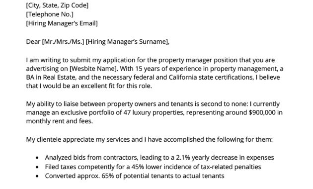Property Manager Cover Letter Sample Download For Free Rg intended for size 800 X 1132