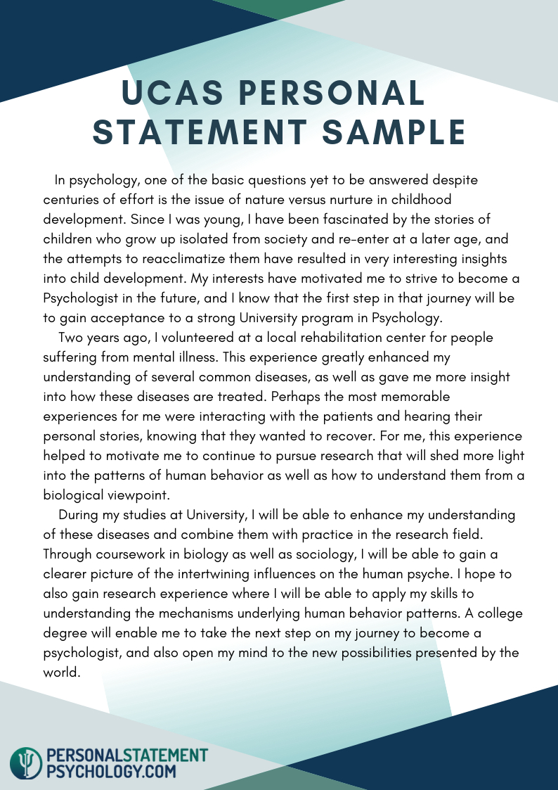 Psychology Personal Statement Examples Personal Statement intended for measurements 794 X 1123
