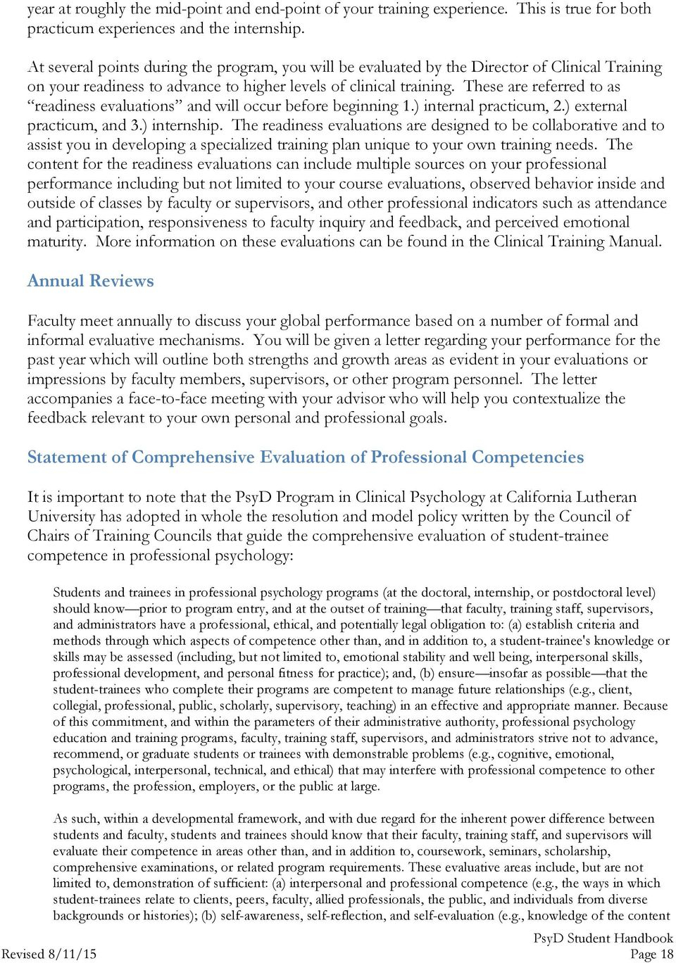 Psyd Program In Clinical Psychology Student Handbook Psyd regarding dimensions 960 X 1368