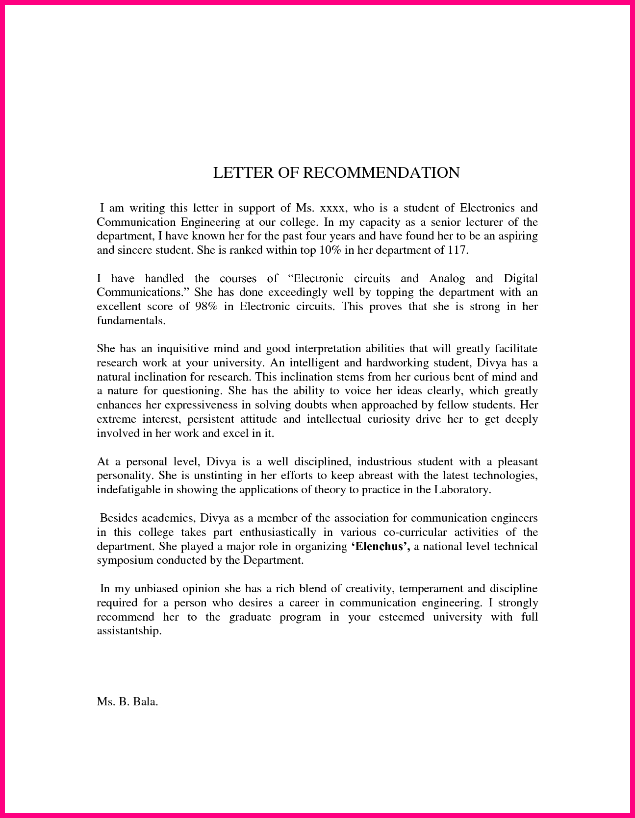 Pt School Letter Of Recommendation Debandje intended for dimensions 1295 X 1670